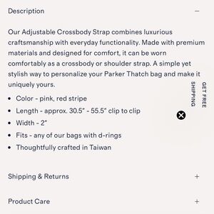 Parker Thatch Pink Adjustable Crossbody Strap